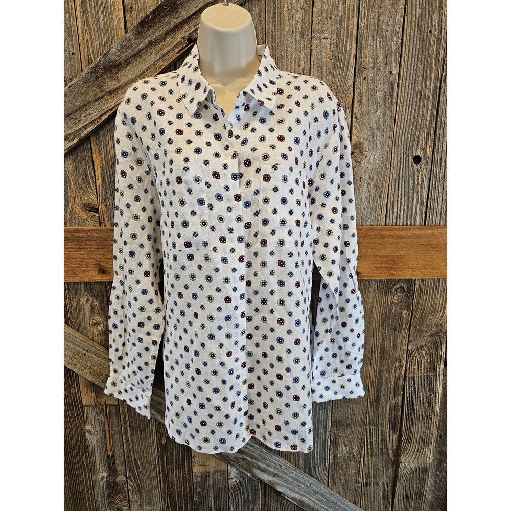 Charter club 100% linen long sleeve button up Career Casual XL EUC